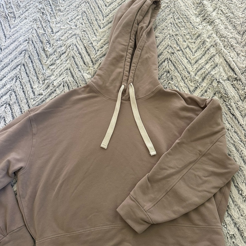 Casual Tan Hoodie with Cream Drawstrings